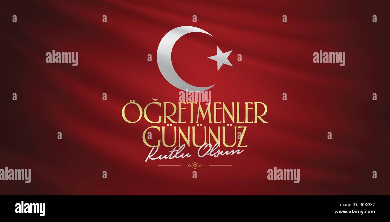 Novembre 24 insegnanti turco giorno, affissioni Design. Bandiera turca simbolo. Turco: Novembre 24, felice di insegnanti di giorno. Illustrazione Vettoriale
