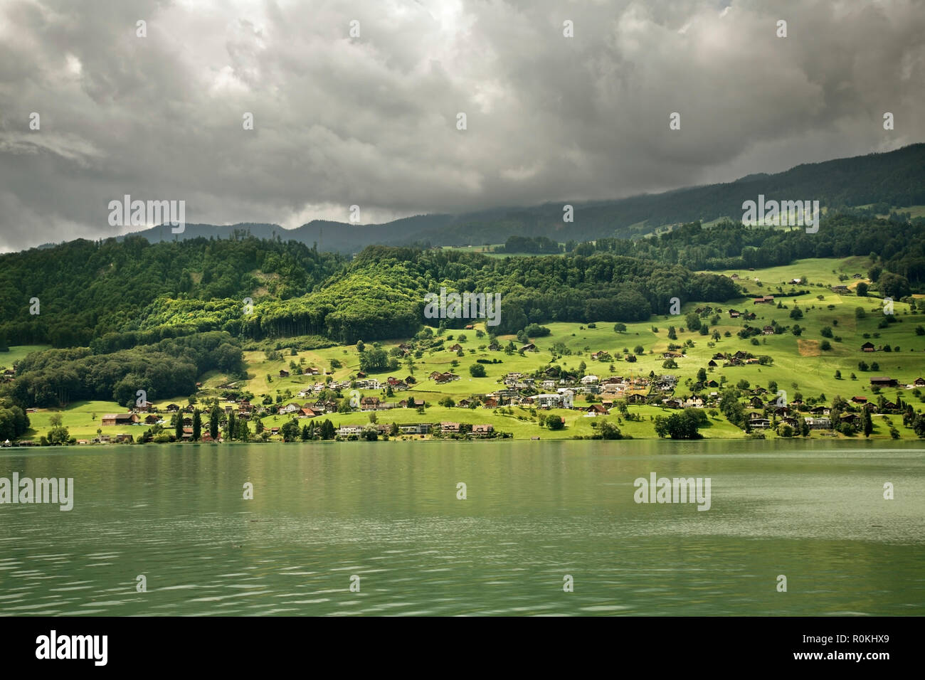 Lago di Sarnen Sarner (vedere) al Cantone di Obvaldo. Svizzera Foto Stock