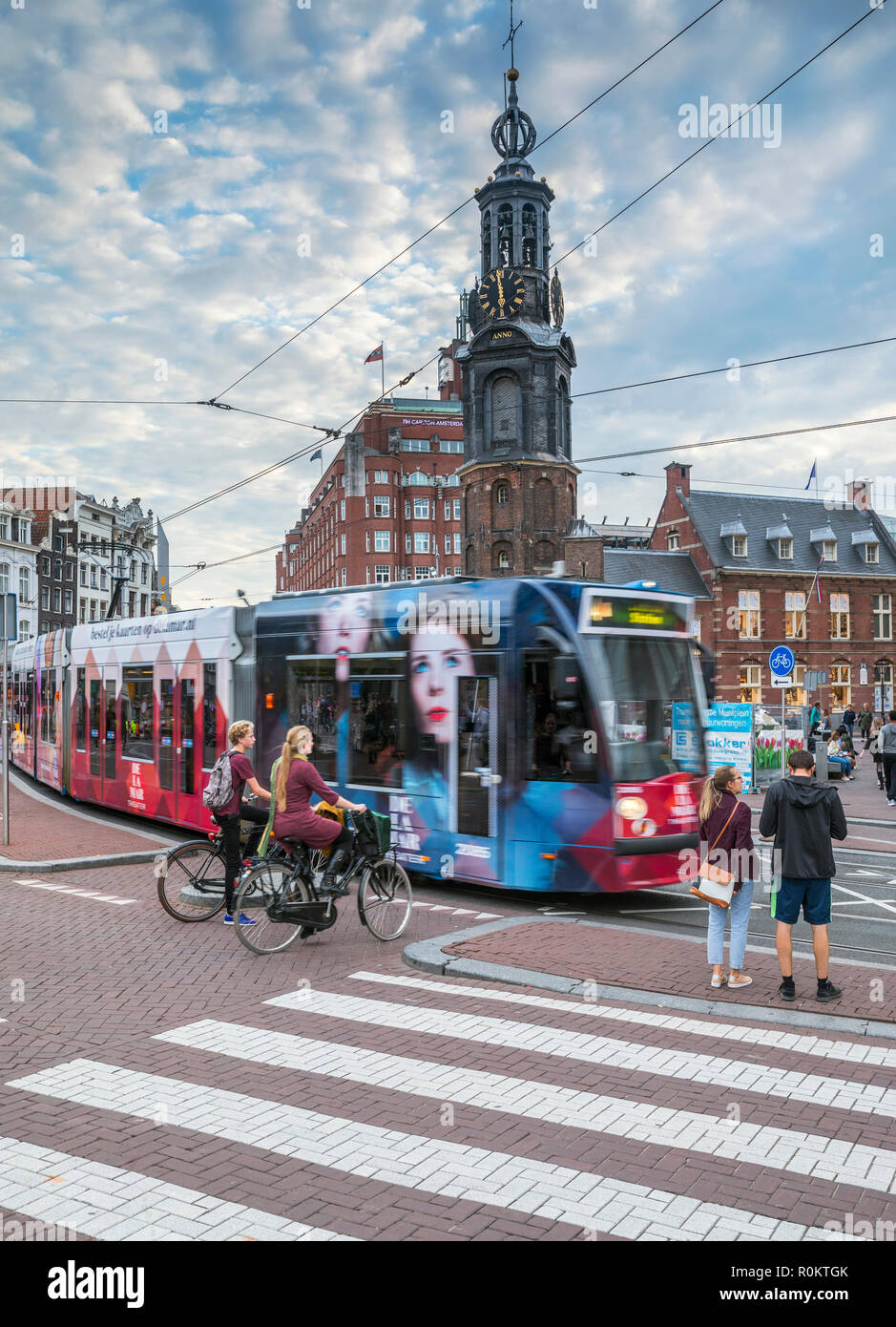 Tram di Amsterdam Foto Stock