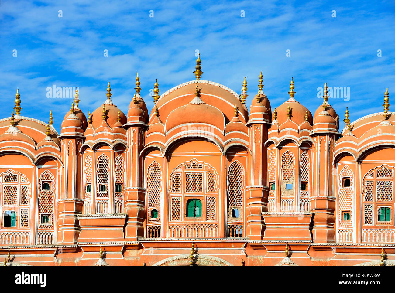 Facciata, Hawa Mahal, Palazzo dei venti, Jaipur, Rajasthan, India Foto Stock