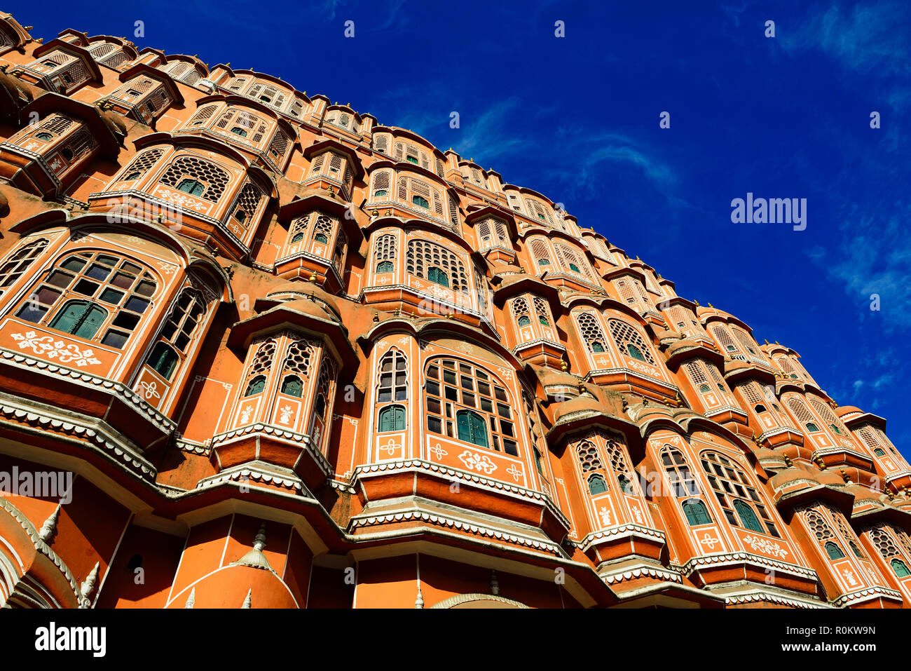 Facciata, Hawa Mahal, Palazzo dei venti, Jaipur, Rajasthan, India Foto Stock