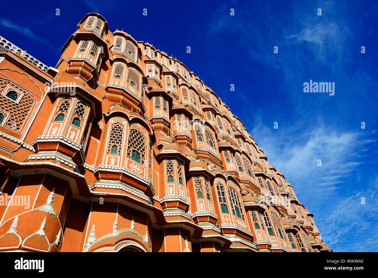 Facciata, Hawa Mahal, Palazzo dei venti, Jaipur, Rajasthan, India Foto Stock