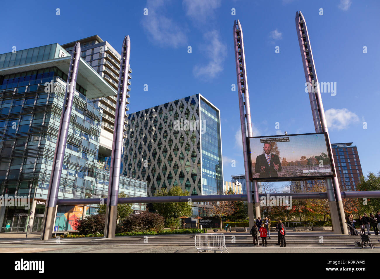 MediaCityUK edifici in Salford Quays, Manchester, Inghilterra. Foto Stock