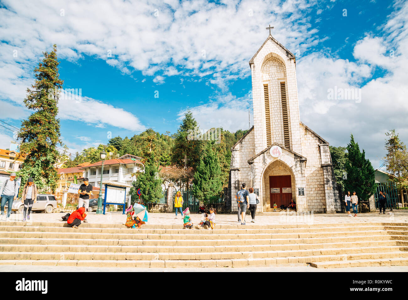 Sapa, Vietnam - 14 Ottobre 2018 : la cattedrale di Notre Dame Foto Stock