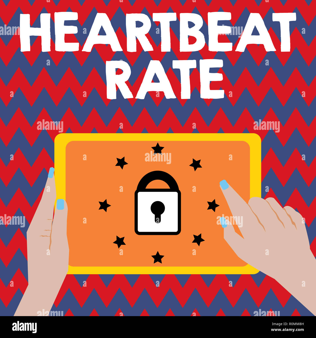 La scrittura della nota che mostra la frequenza cardiaca. Business photo vetrina misurata dal numero di volte in cui il cuore si contrae al minuto. Foto Stock