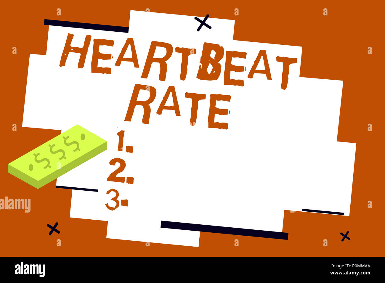 La scrittura della nota che mostra la frequenza cardiaca. Business photo vetrina misurata dal numero di volte in cui il cuore si contrae al minuto. Foto Stock