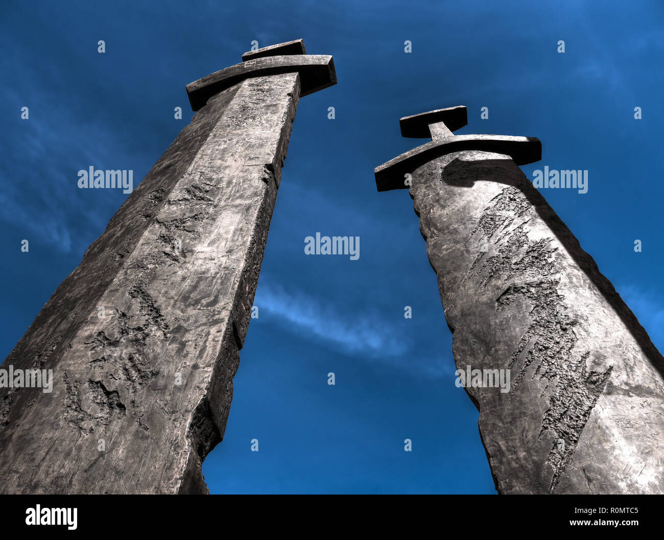 Chiudere la vista per la spada nella roccia, Stavanger, Norvegia Foto Stock