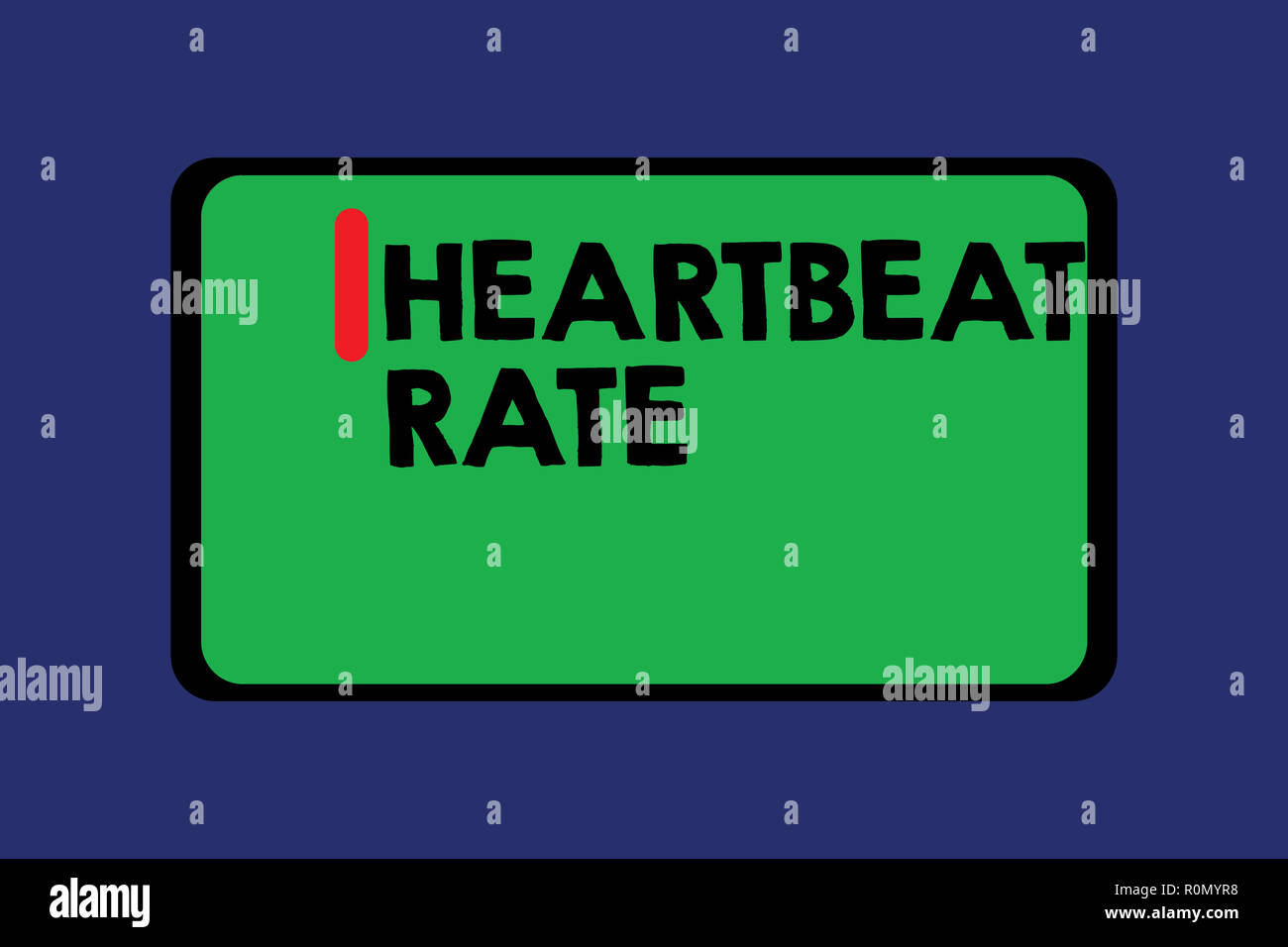 Conceptual la scrittura a mano che mostra la frequenza cardiaca. Business photo testo misurato dal numero di volte in cui il cuore si contrae al minuto. Foto Stock