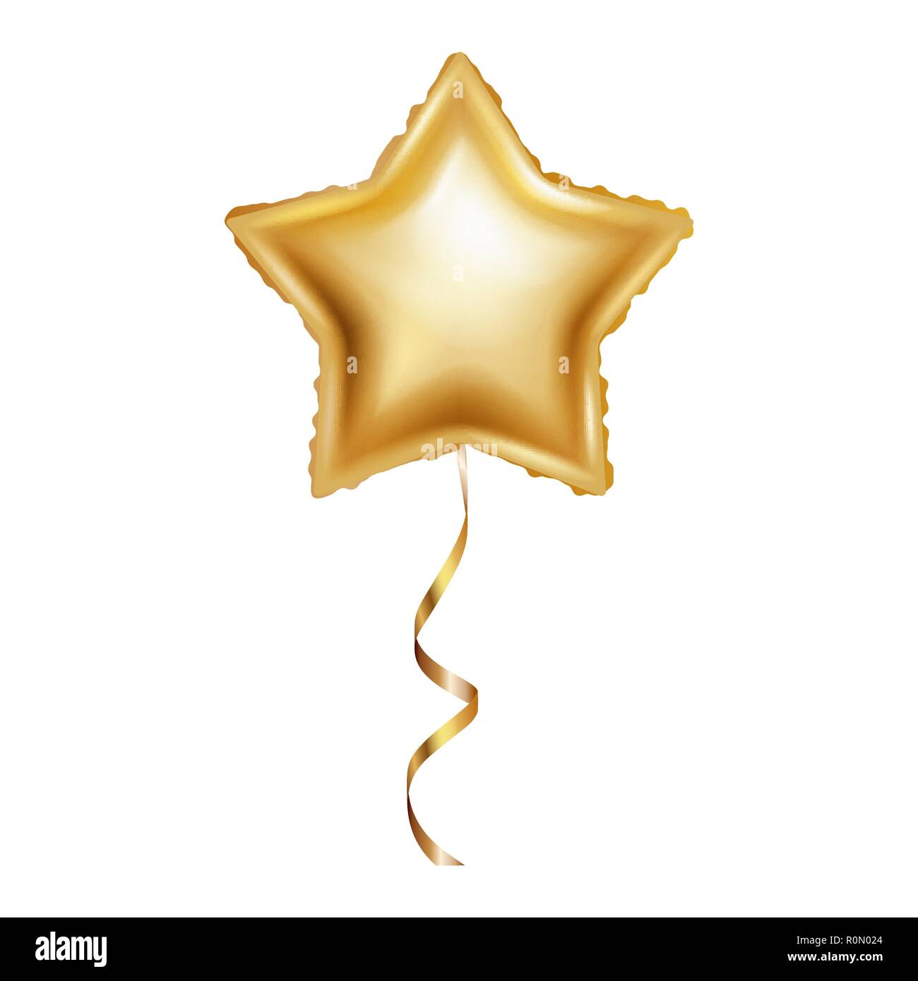 Realistico golden palloncino a forma di stella isolato Illustrazione Vettoriale