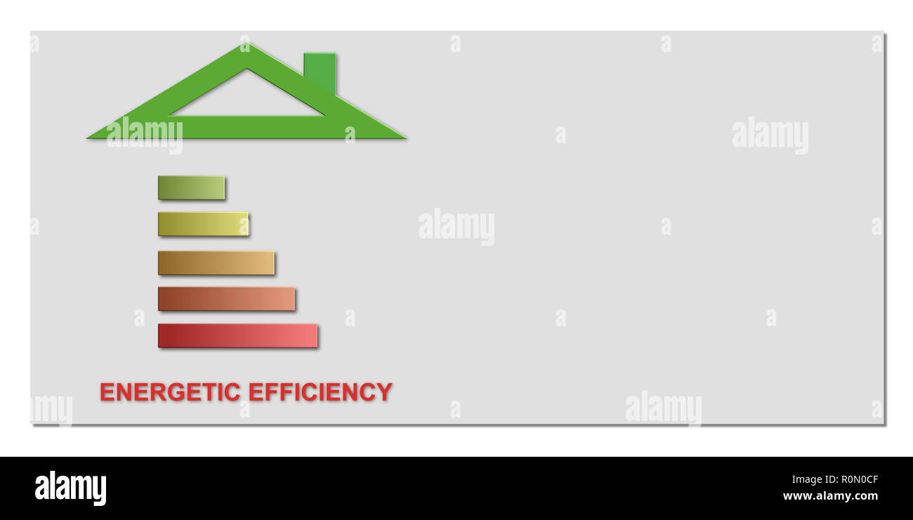 Le case e gli edifici efficienza energetica concetto iluustration sfondo Foto Stock