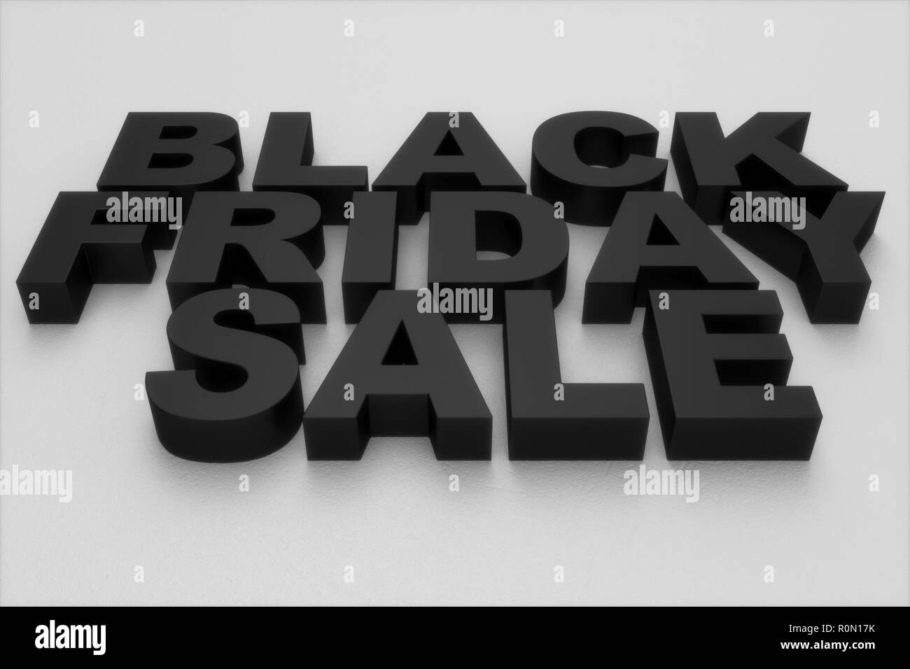 Venerdì nero, messaggio di vendita per il negozio. Business store shopping banner per venerdì nero. Venerdì nero la frantumazione di massa. 3d il testo in bianco e nero e a colori. Foto Stock