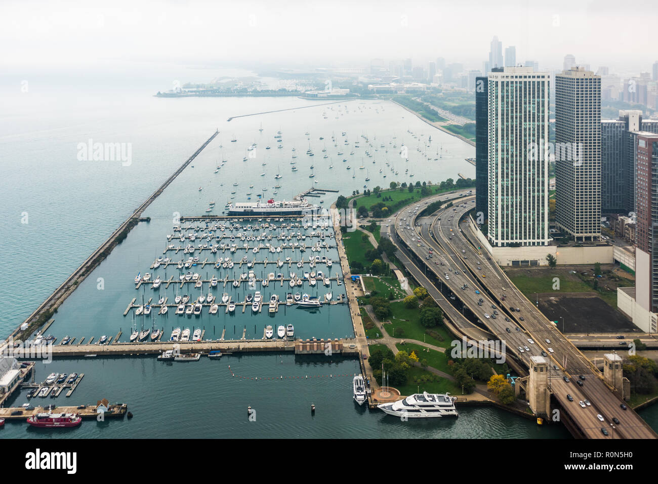 Vista aerea del Lago Michigan litorale Foto Stock