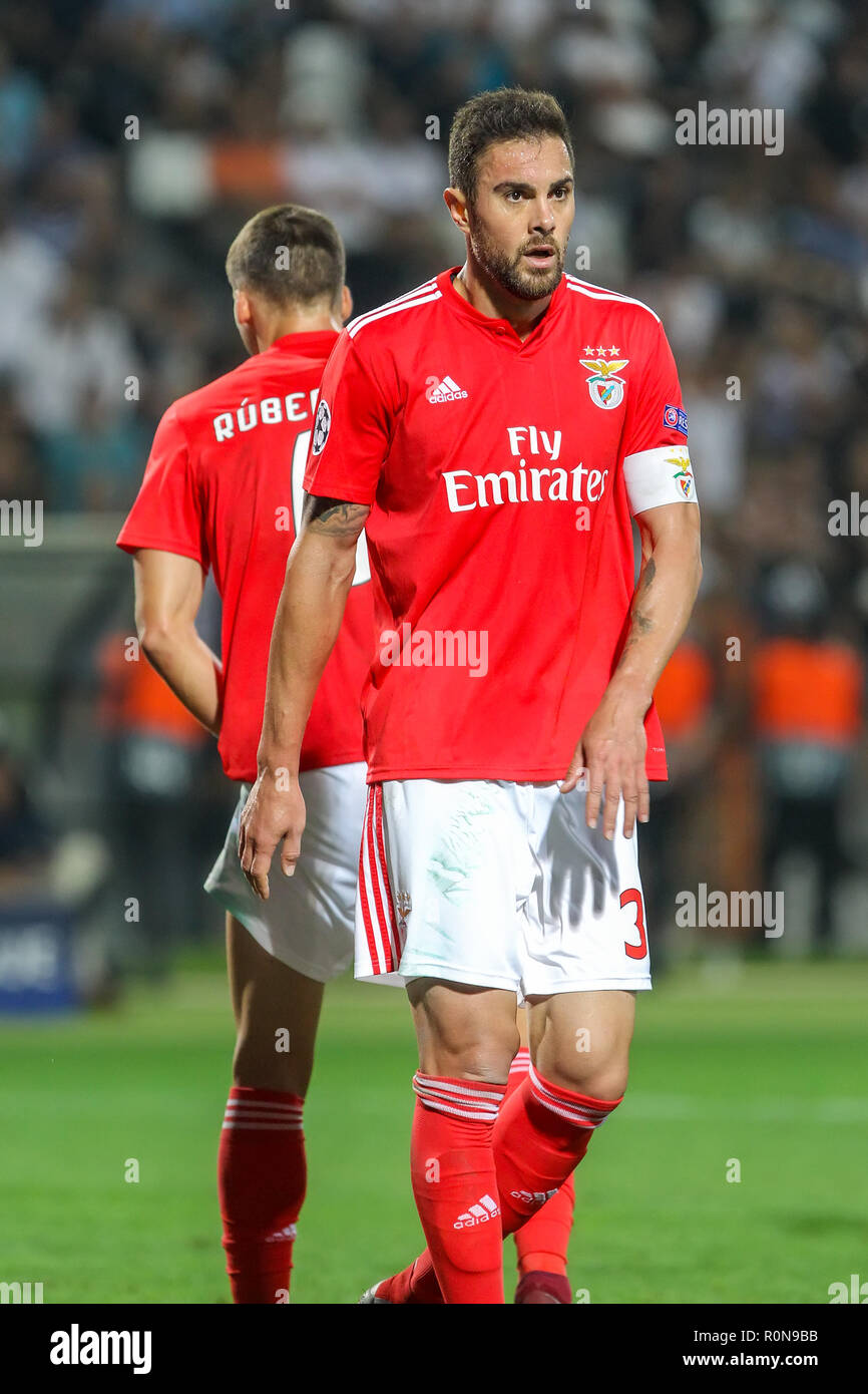 Salonicco, Grecia - 29 agosto 2018: Il giocatore del Benfica Jardel in azione durante la UEFA Champions League Play-off , la seconda gamba PAOK vs FC Benfica pla Foto Stock