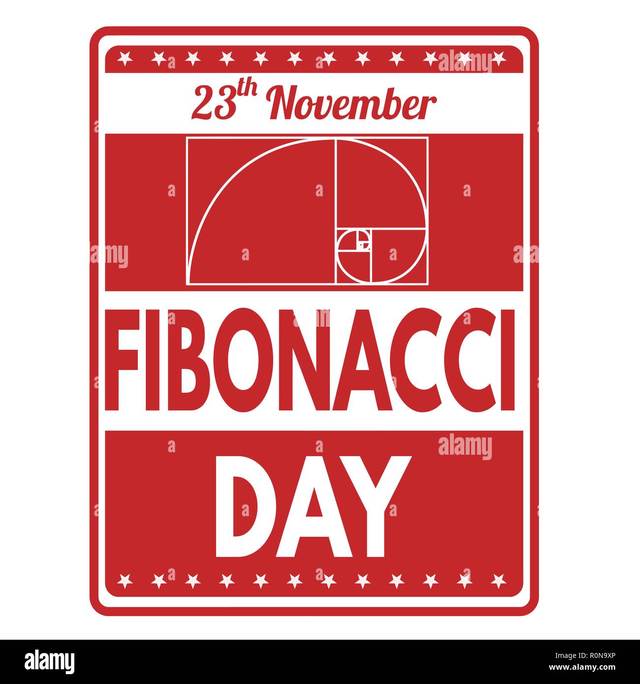 Fibonacci giorno segno o timbro su sfondo bianco, illustrazione vettoriale Illustrazione Vettoriale