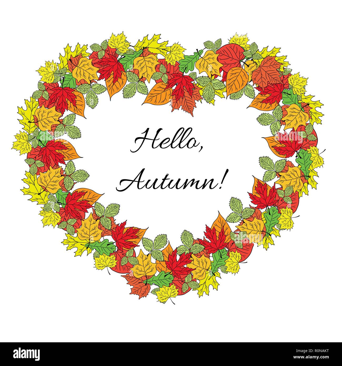 Poster colorati con foglie di autunno e iscrizione autunno, icona, logo, autunno poster, sfondo, cartolina, illustrazione vettoriale. EPS 8 Illustrazione Vettoriale