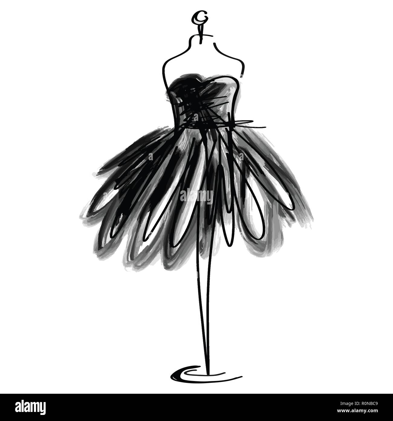 Sarto dummy icona della moda su sfondo bianco. Atelier, designer, costruttore sarta oggetto. Nero simbolo di Couture, silhouette sullo sfondo bianco. V Illustrazione Vettoriale