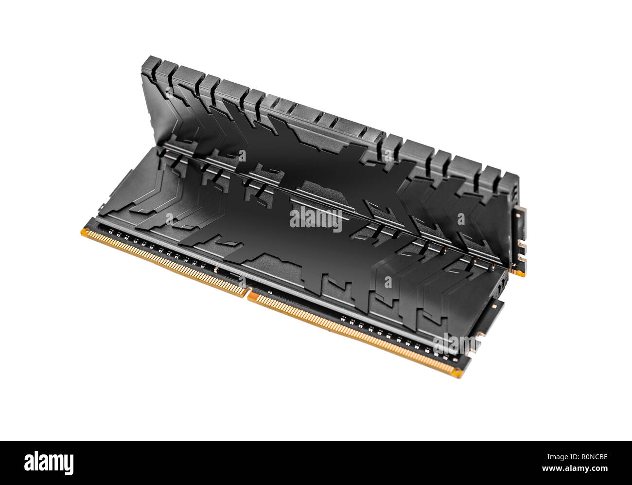 Ram DDR4 moduli di memoria isolate su uno sfondo bianco. Foto Stock