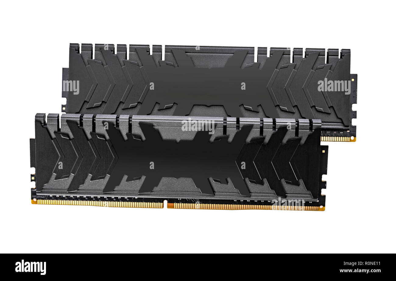 Ram DDR4 moduli di memoria isolate su uno sfondo bianco. Foto Stock