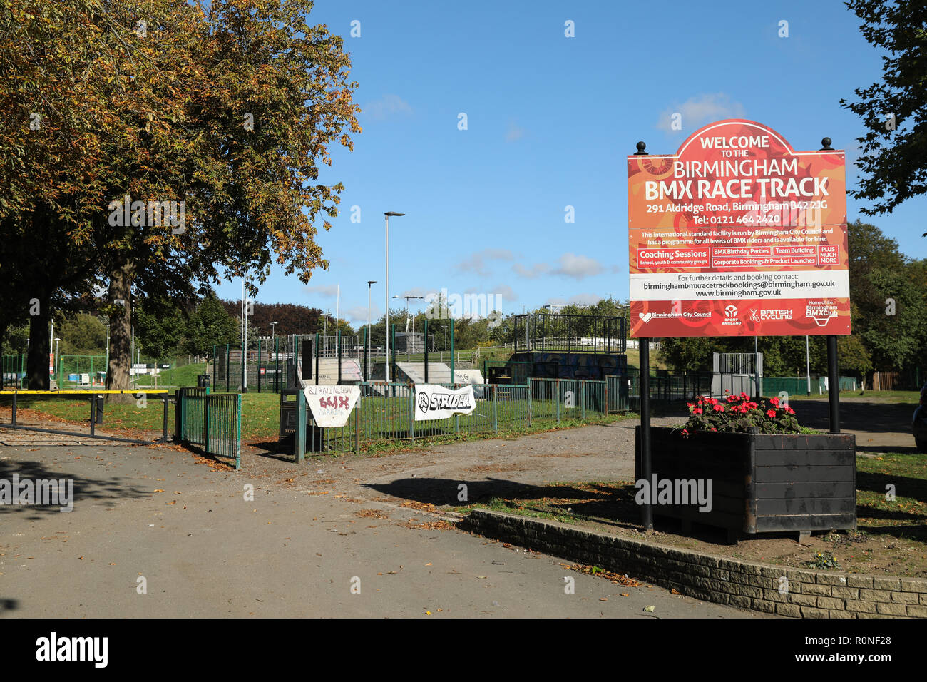 L'ingresso al Birmingham BMX Race Track, situato nella città di Birmingham, Inghilterra, Regno Unito. Foto Stock