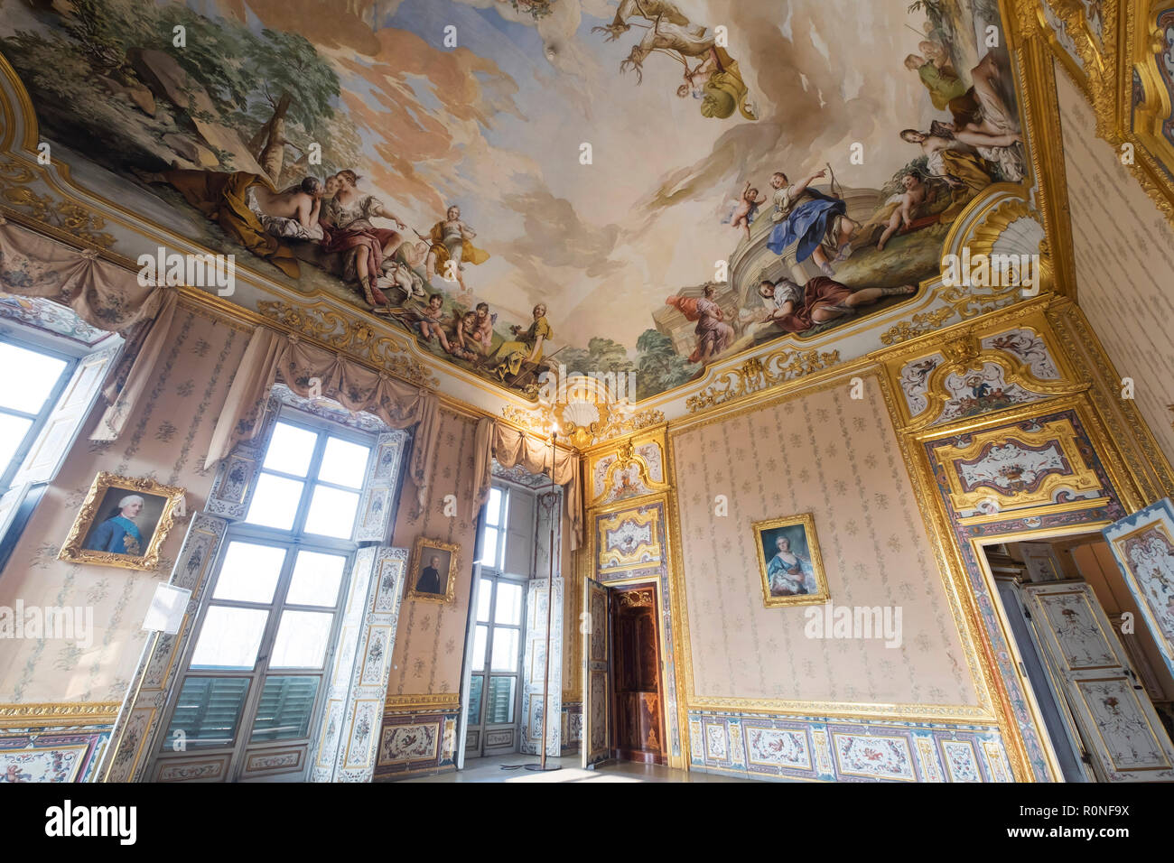 La residenza di caccia di Stupinigi,Queen's apartament,Nichelino,Torino, Piemonte, Italia Foto Stock