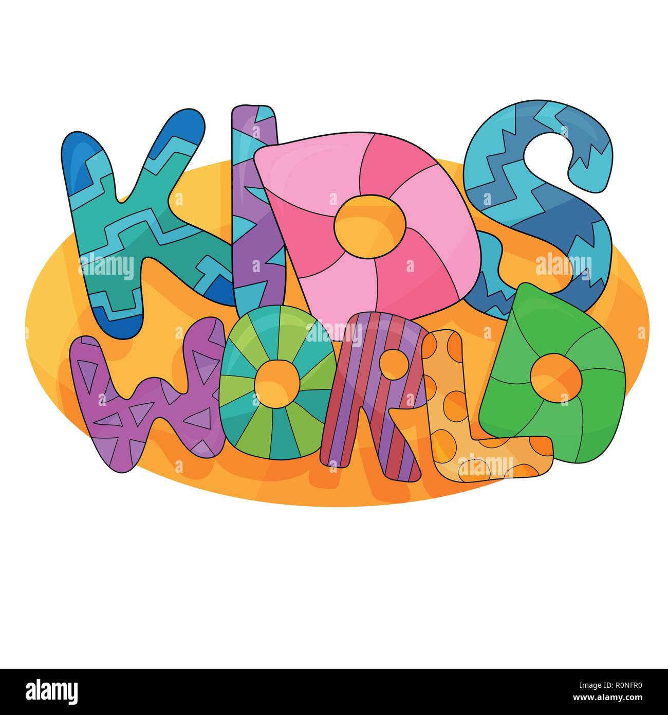 Logo Design Kids World In Stile Cartoon Brillante Banner Divertenti Per Bambini Sala Giochi Di Decorazione Grafica Colorata Per Bambini Sala Giochi Immagine E Vettoriale Alamy