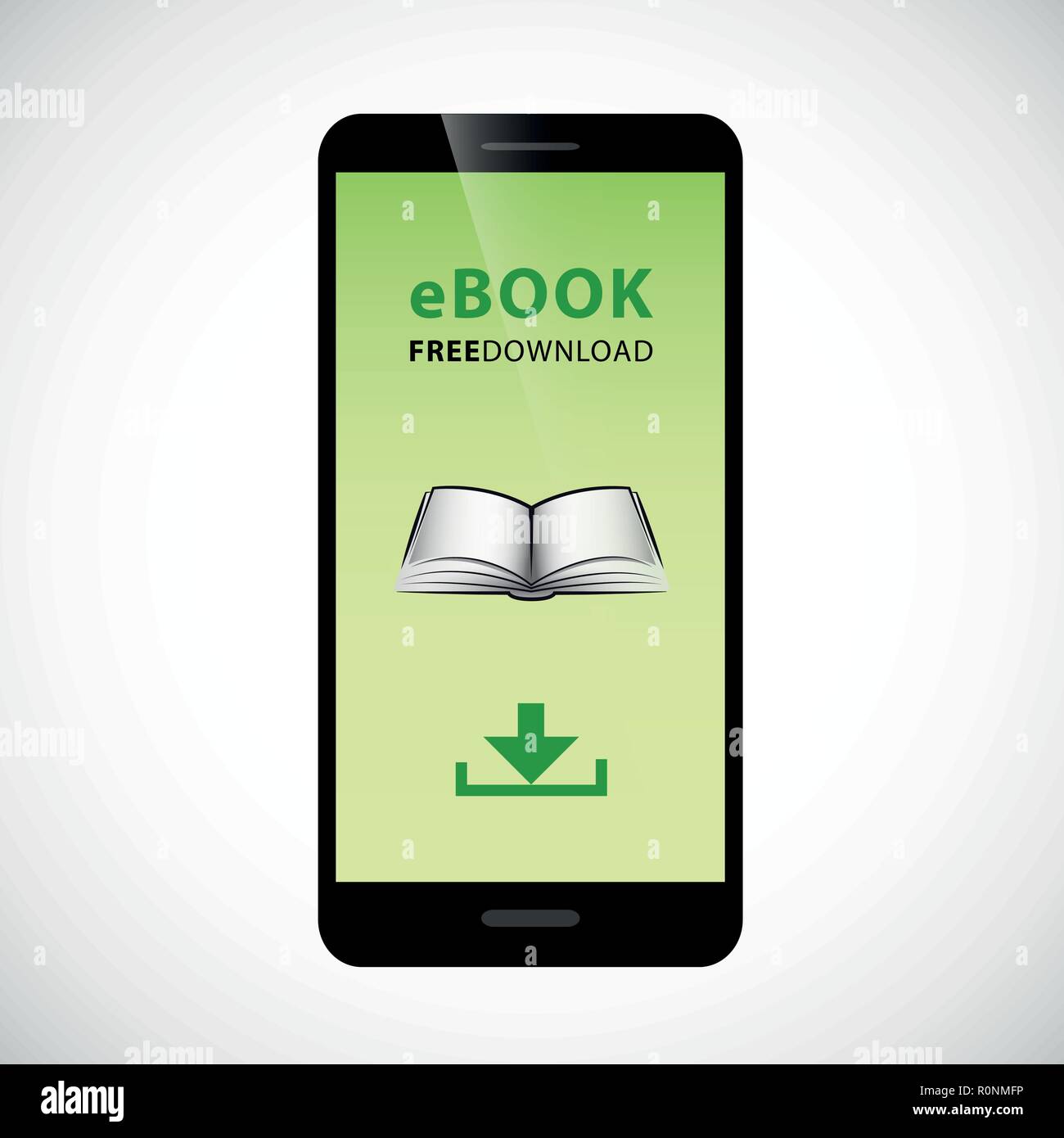 E-book free download smartphone con schermo verde illustrazione vettoriale EPS10 Illustrazione Vettoriale
