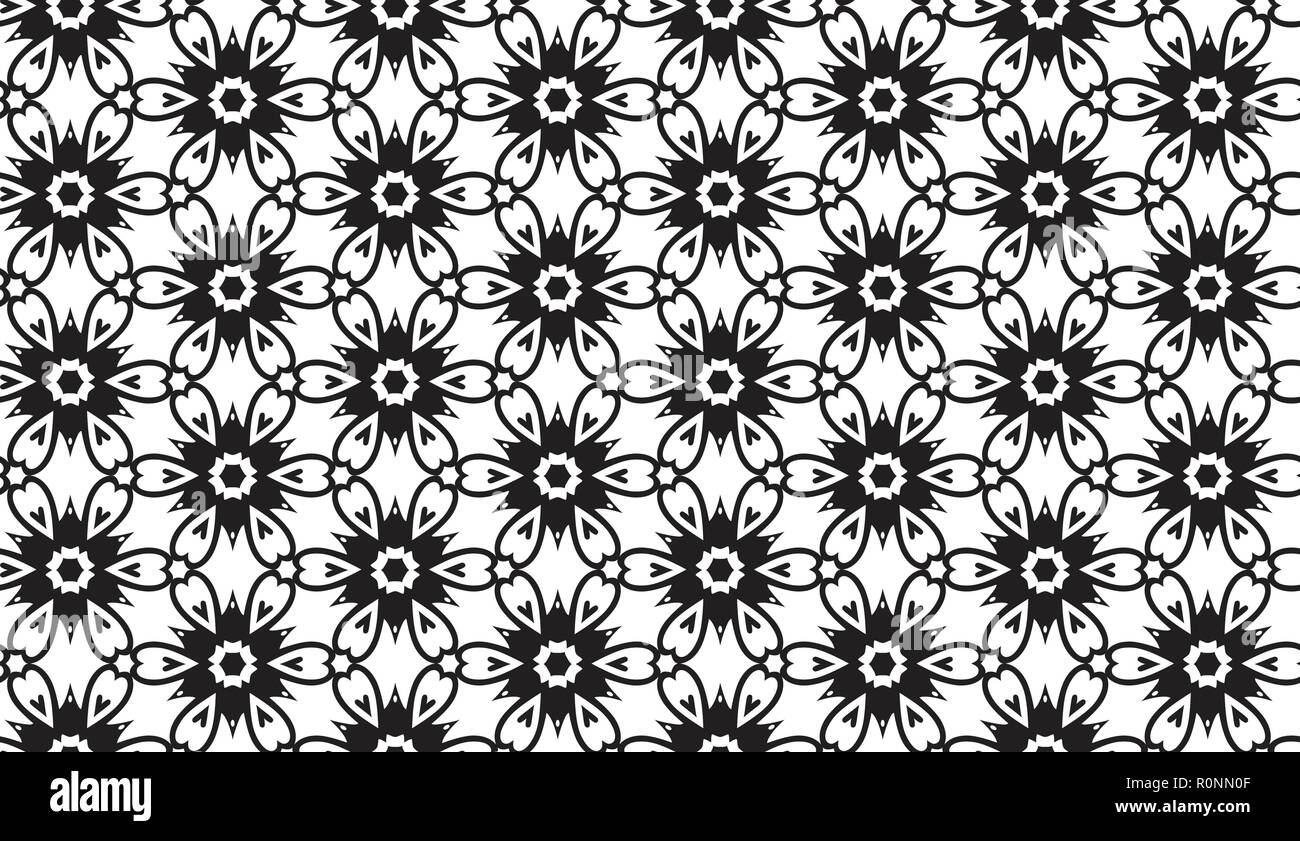 Bianco e nero fiori astratto vettore modello senza giunture Illustrazione Vettoriale