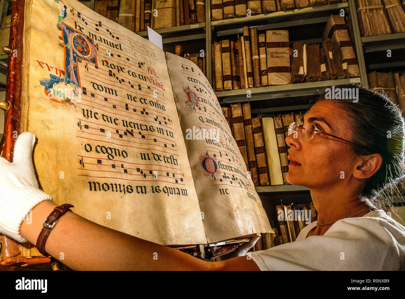 Italia Firenze antichi manoscritti antichi De'Medici famiglia Foto Stock