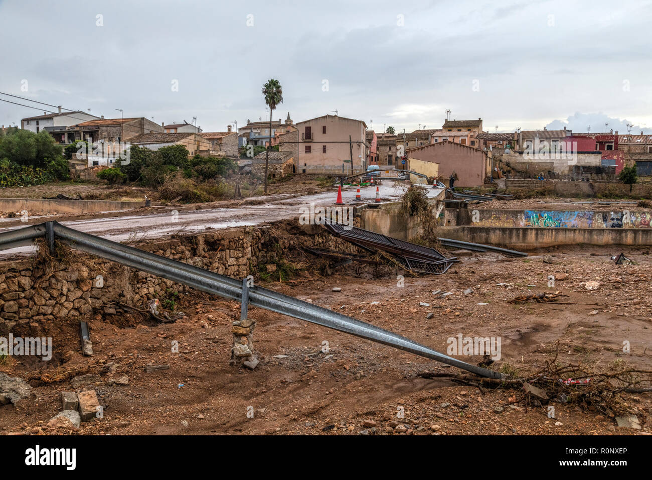Alluvione sulla Mallorca, a Sant Llorenç des Cardassar, isole Baleari, Spagna, Europa Foto Stock