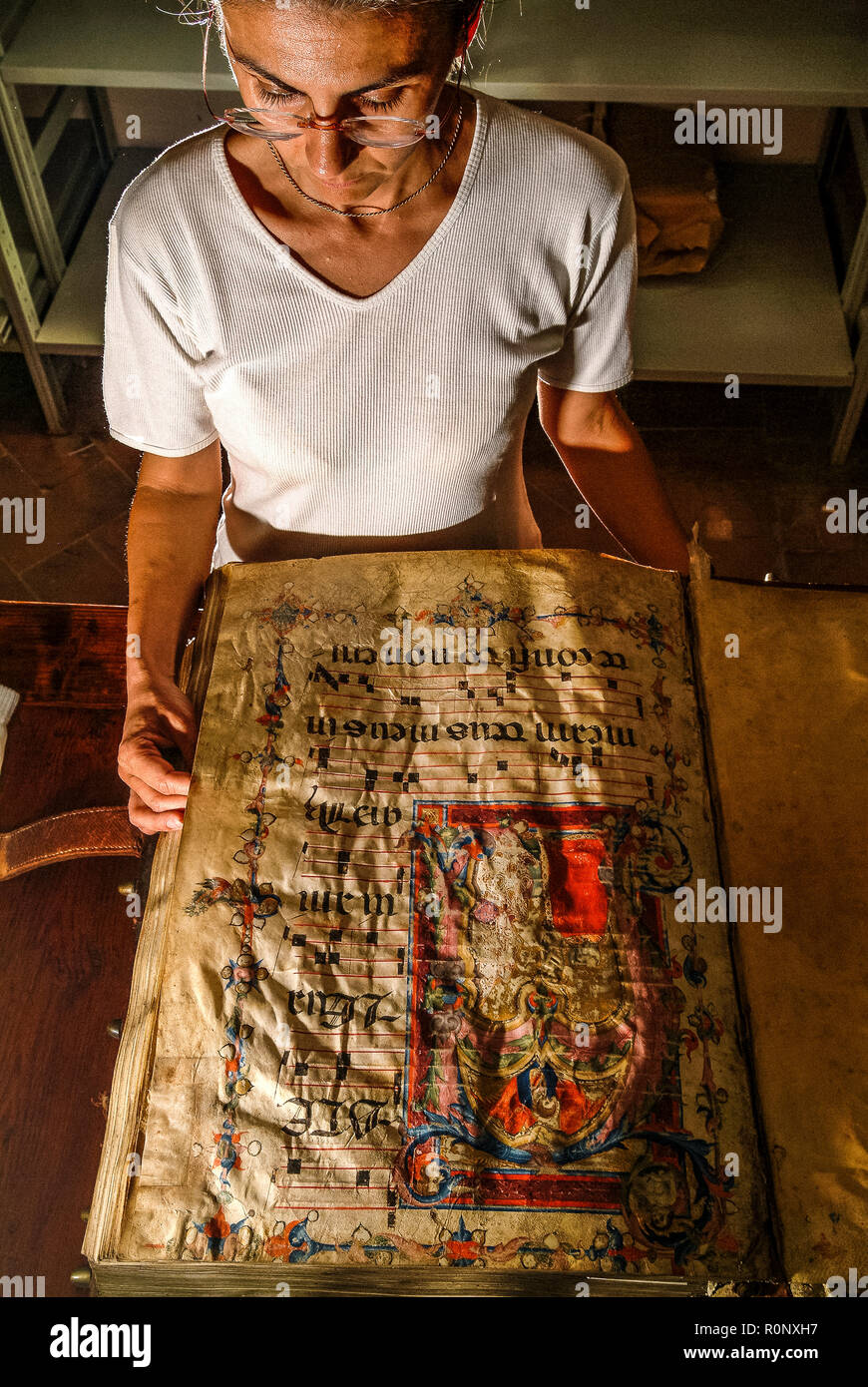 Italia Firenze antichi manoscritti antichi De'Medici famiglia Foto Stock
