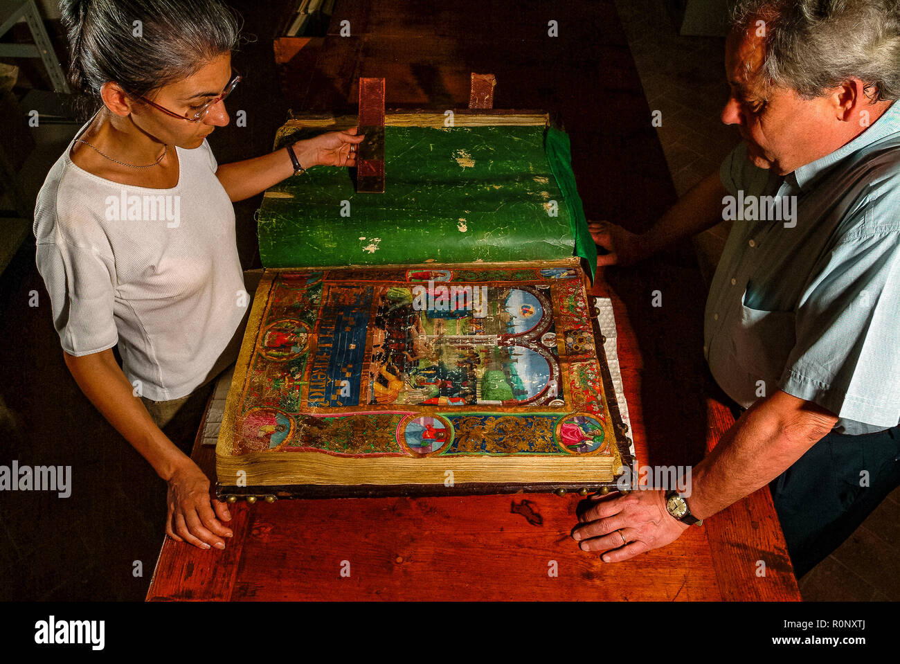 Italia Firenze antichi manoscritti antichi De'Medici famiglia Foto Stock
