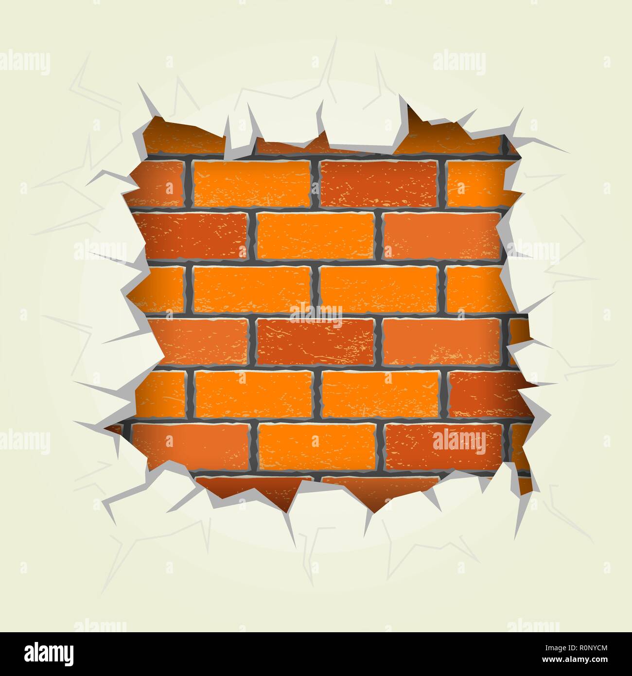 Il foro quadrato nella parete di mattoni Illustrazione Vettoriale