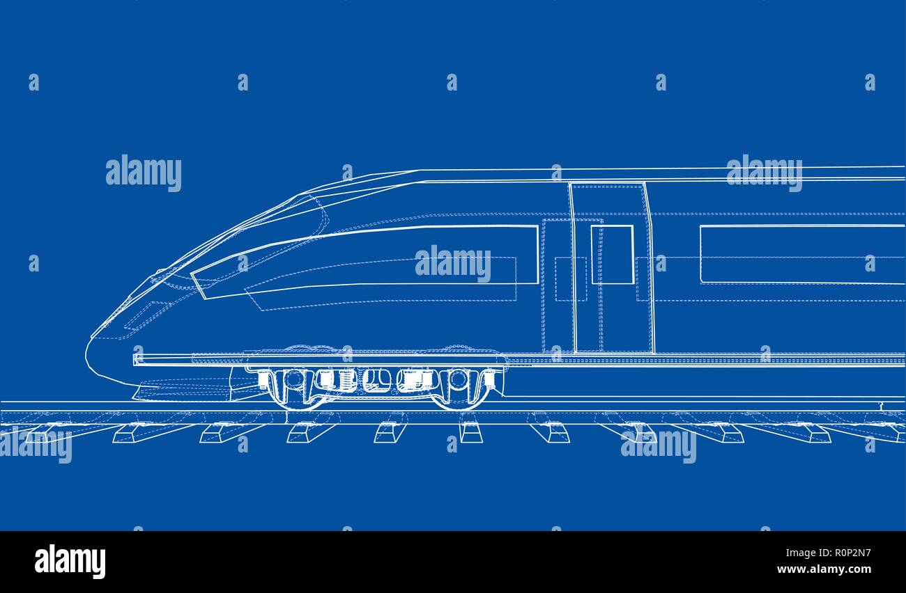Velocità moderno concetto del treno. Vettore Illustrazione Vettoriale