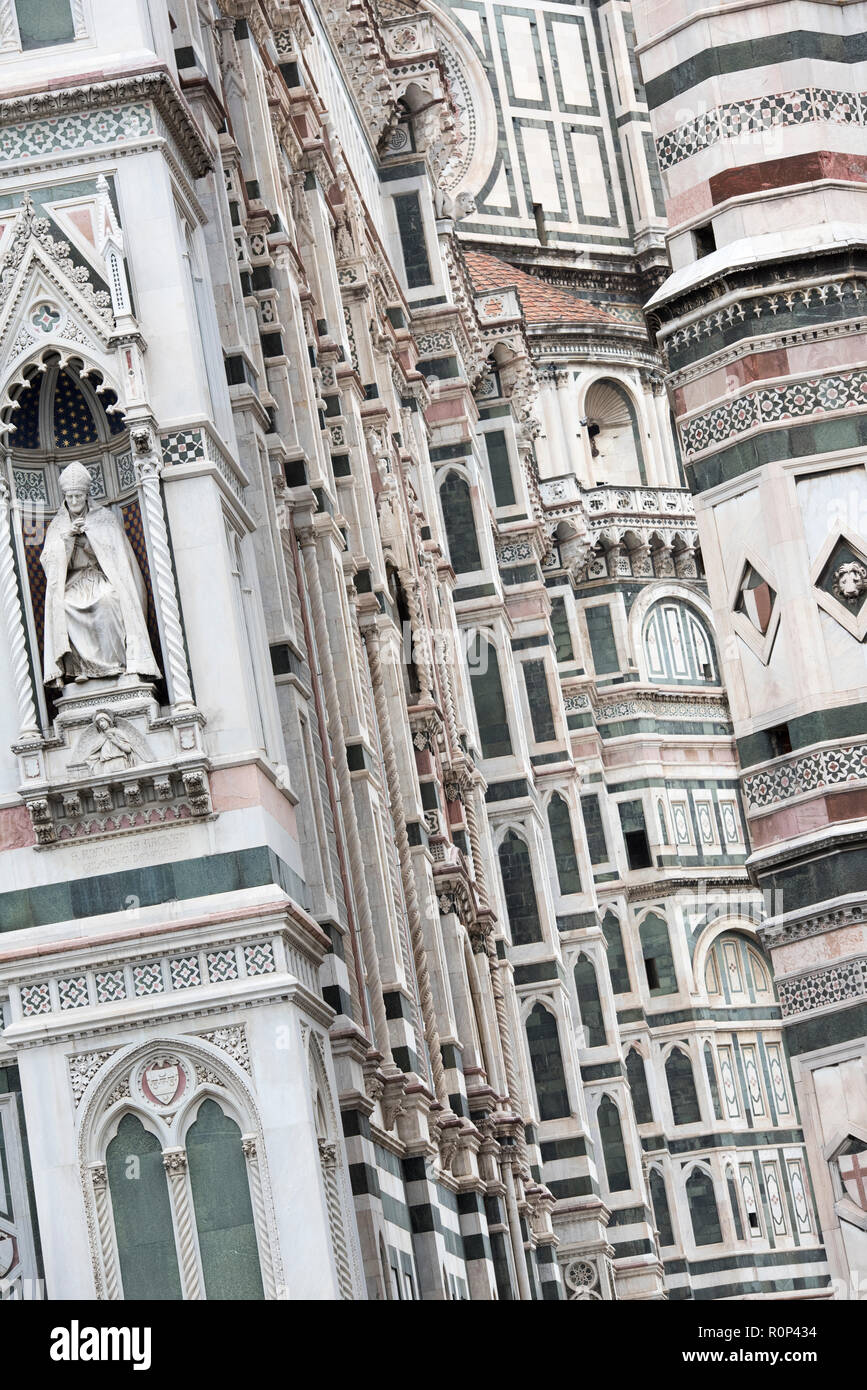 Close up dettaglio della Cattedrale di Firenze, Italia Europa Foto Stock