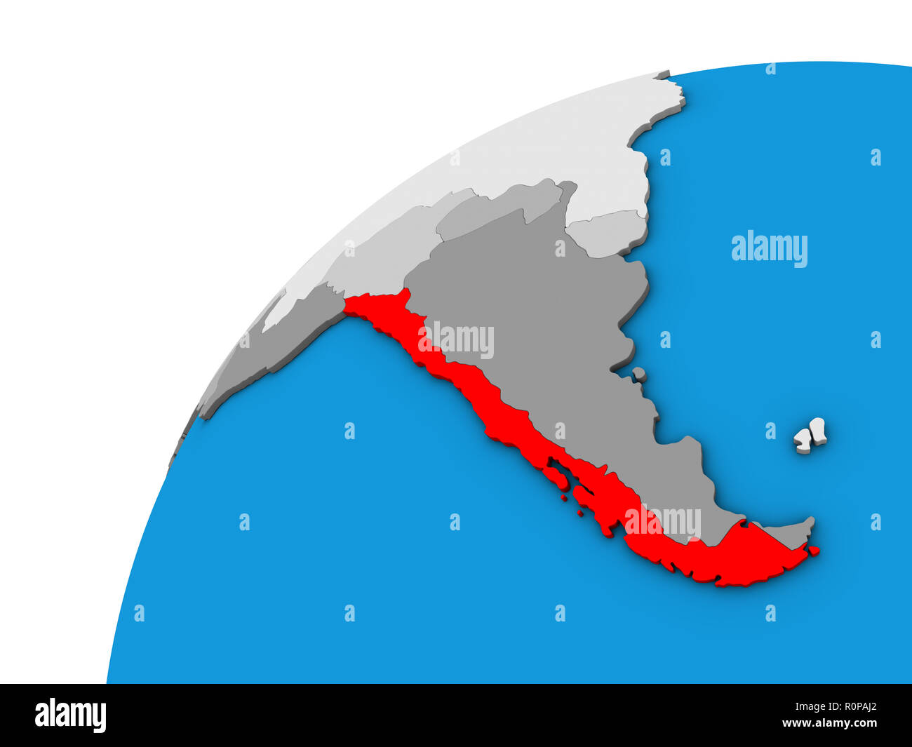Il Cile il globo 3D. 3D'illustrazione. Foto Stock