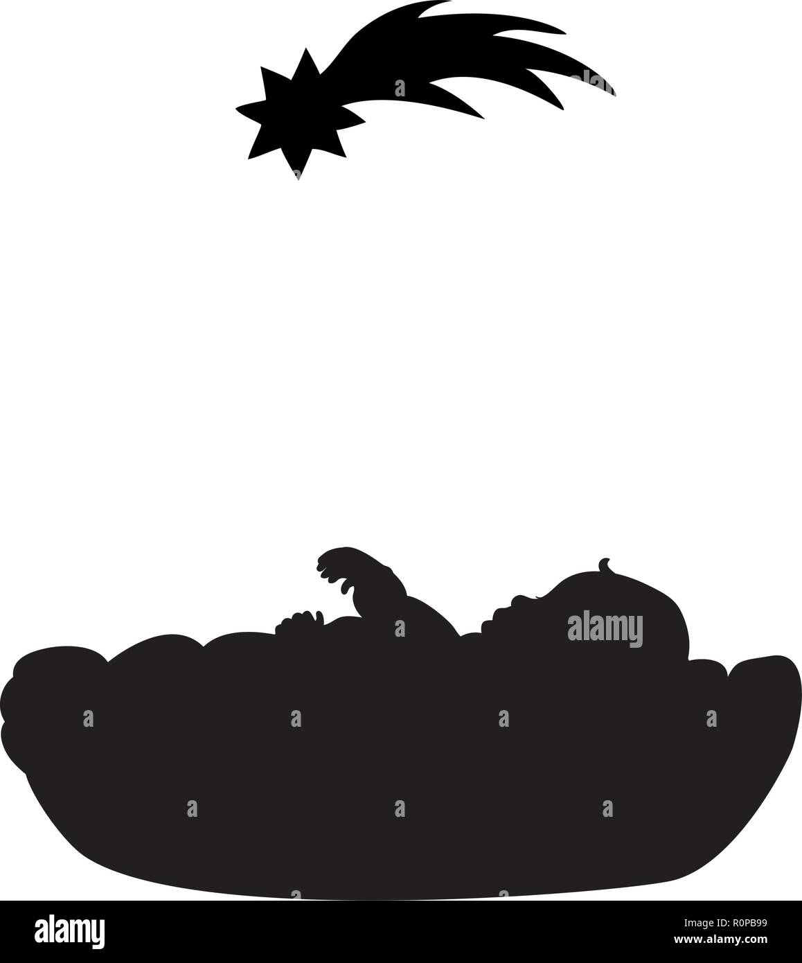 Natale. Silhouette nascita il bambino. Stella di natale Illustrazione Vettoriale