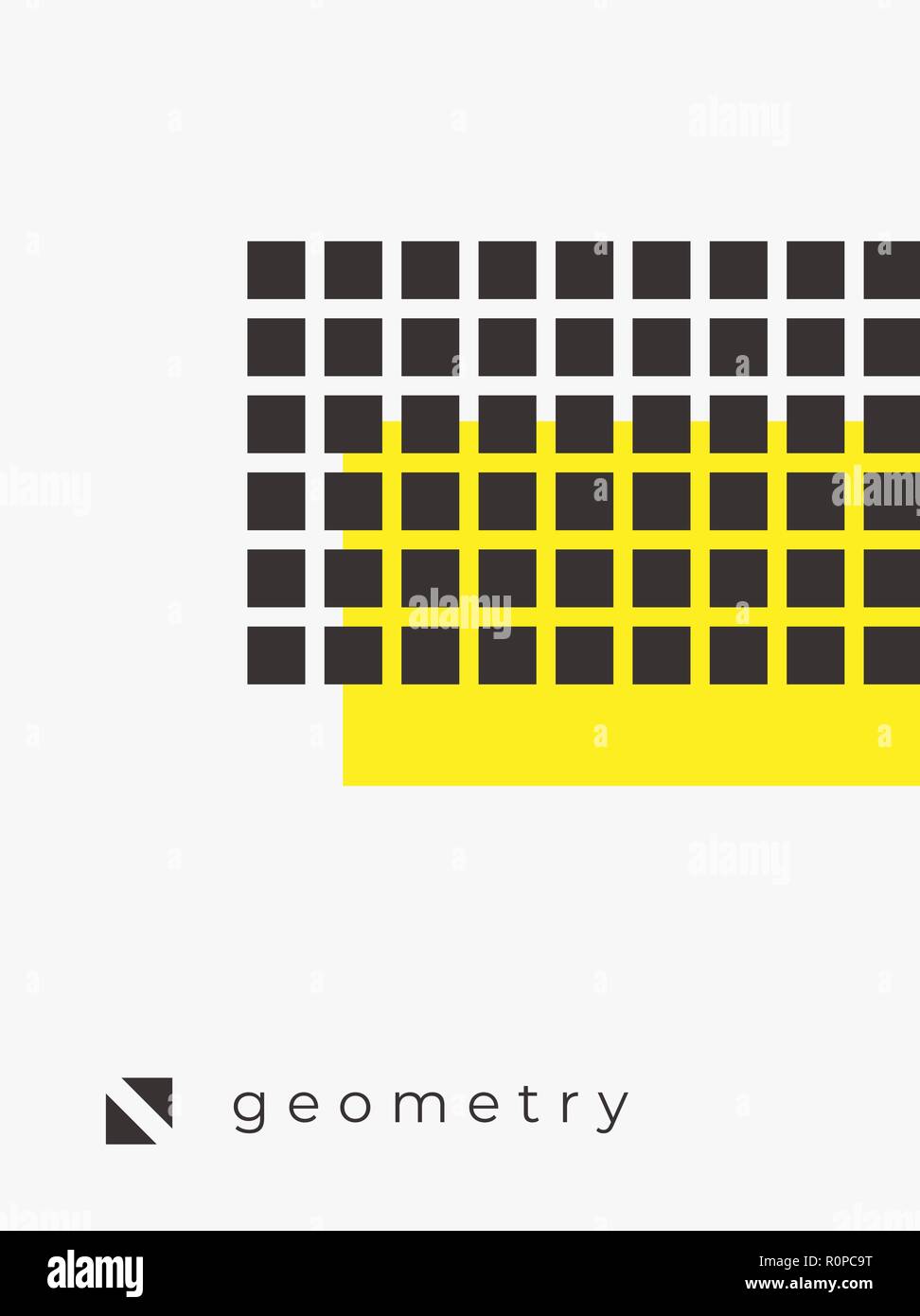 Tendenza universale poster. Lineare di forme geometriche impostate con elementi di mezzitoni Illustrazione Vettoriale