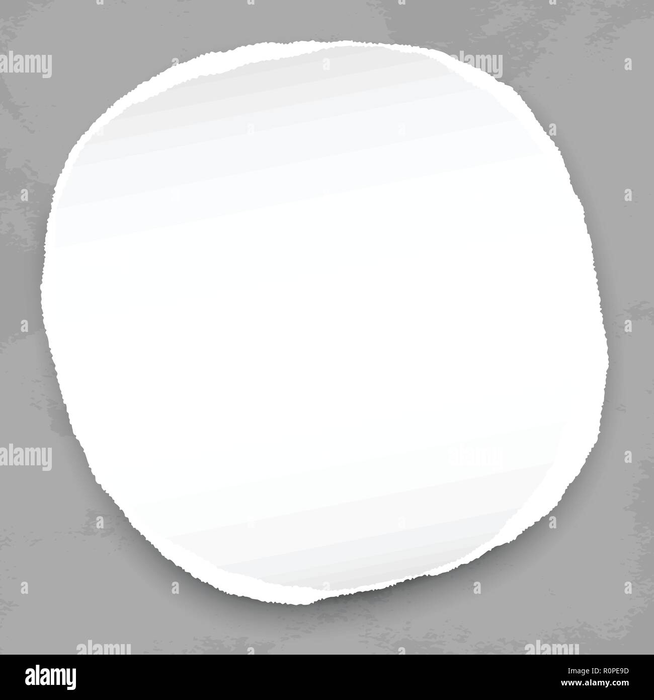 White round di carta strappata con ombra per testo o messaggio su sfondo grigio scuro. Illustrazione Vettoriale. Illustrazione Vettoriale