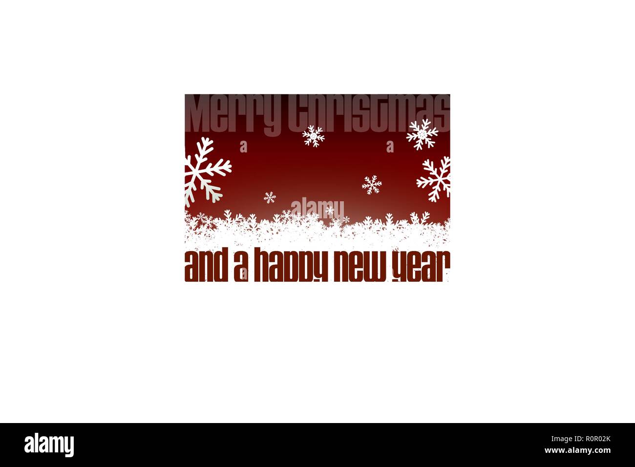 Il bianco e il rosso buon Natale e felice anno nuovo biglietto di auguri con fiocchi di neve Illustrazione Vettoriale