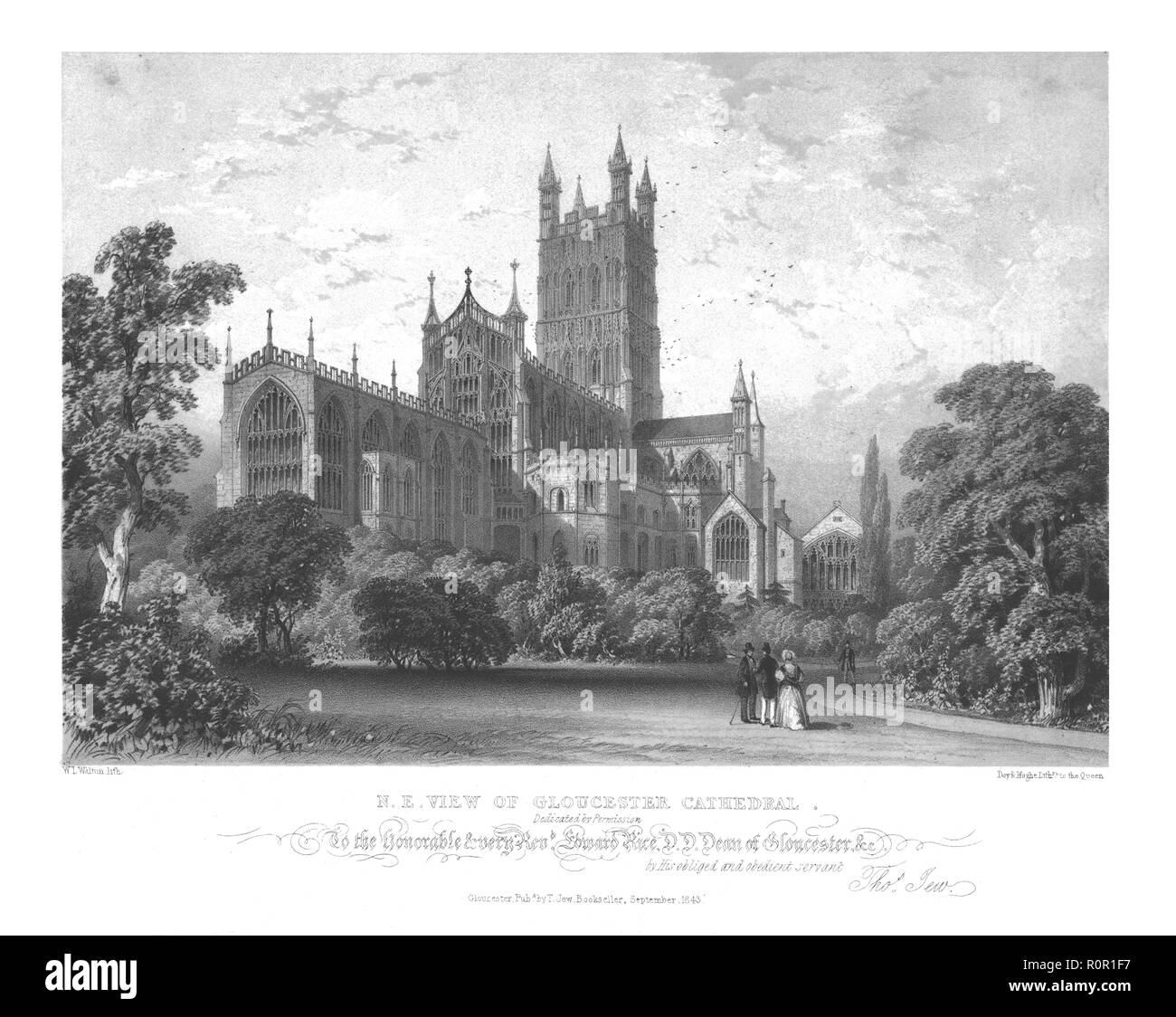 "N.E. Vista della cattedrale di Gloucester', C1843. Creatore: WL Walton. Foto Stock