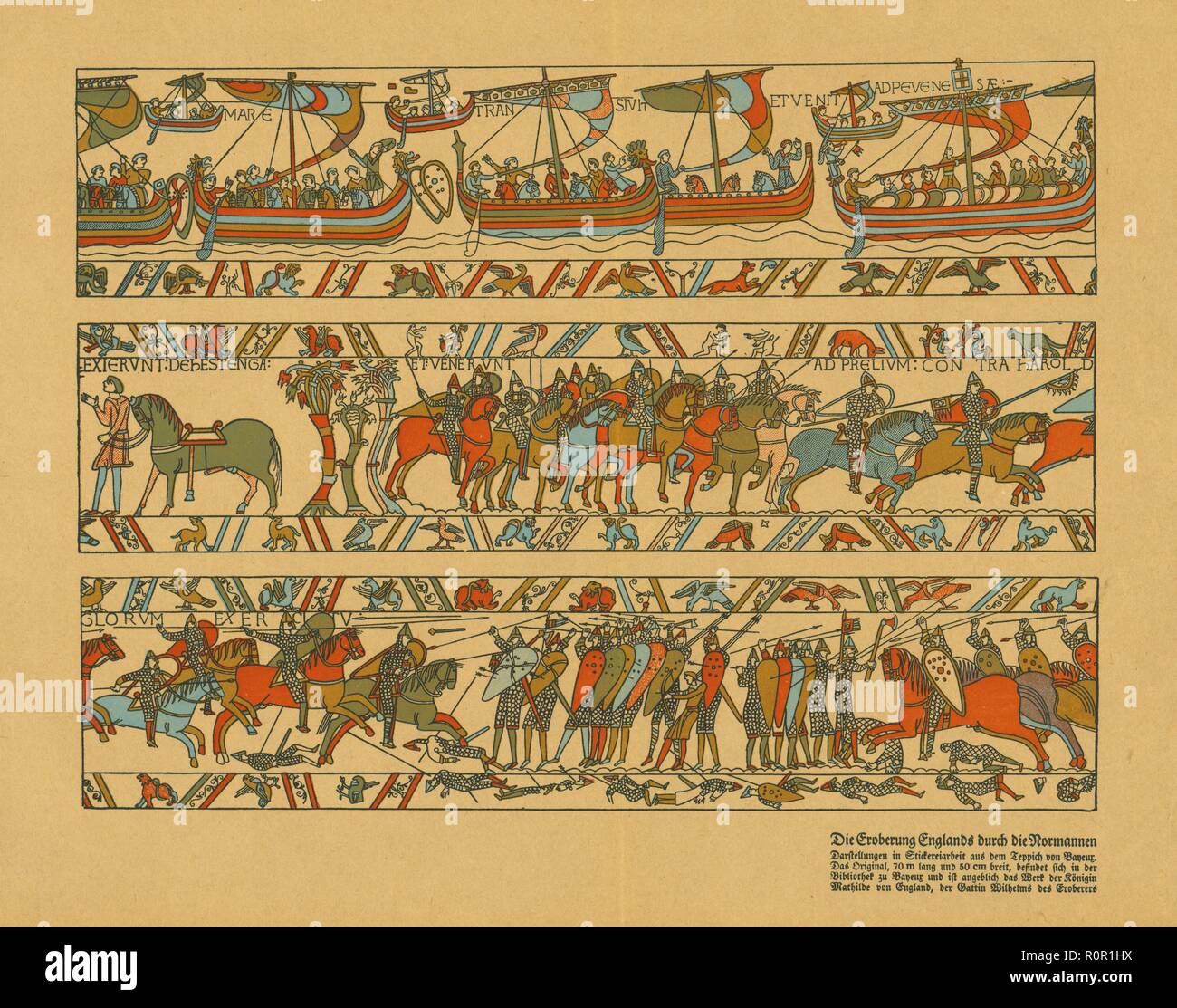 Sezioni dell'Arazzo di Bayeux. Creatore: sconosciuto. Foto Stock