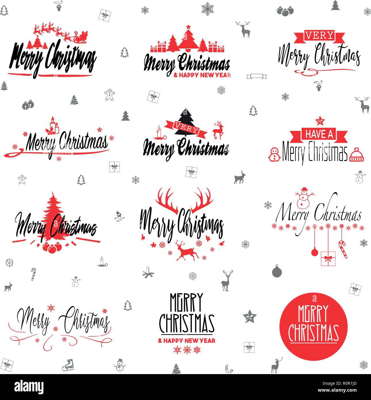 Buon Natale logo collection - Natale icone vettore grafico Foto Stock