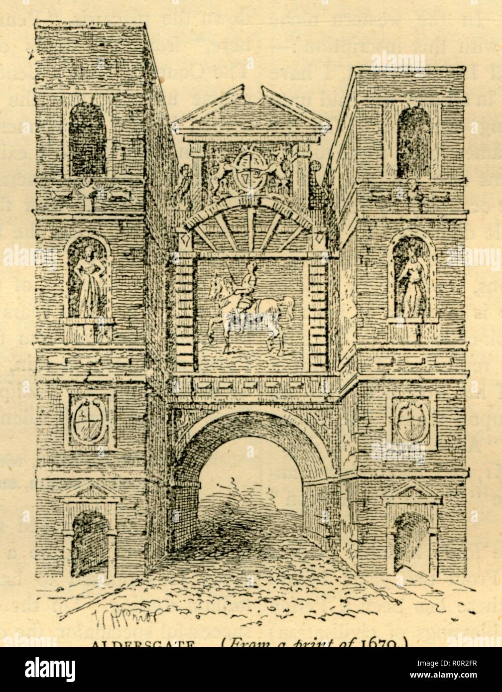 "Aldersgate', 1670 (c1872). Creatore: sconosciuto. Foto Stock