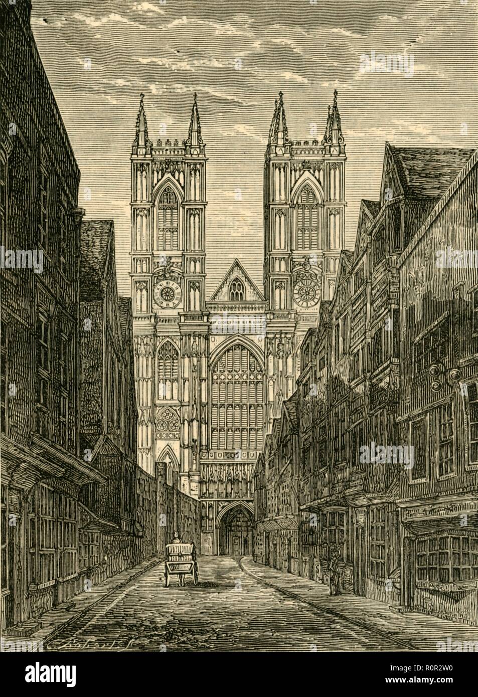 'Fronte Ovest di Westminster Abbey, da Tothill Street', (1881). Creatore: sconosciuto. Foto Stock