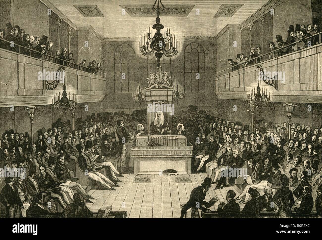 'Interno della House of Commons, 1834", (1881). Creatore: sconosciuto. Foto Stock