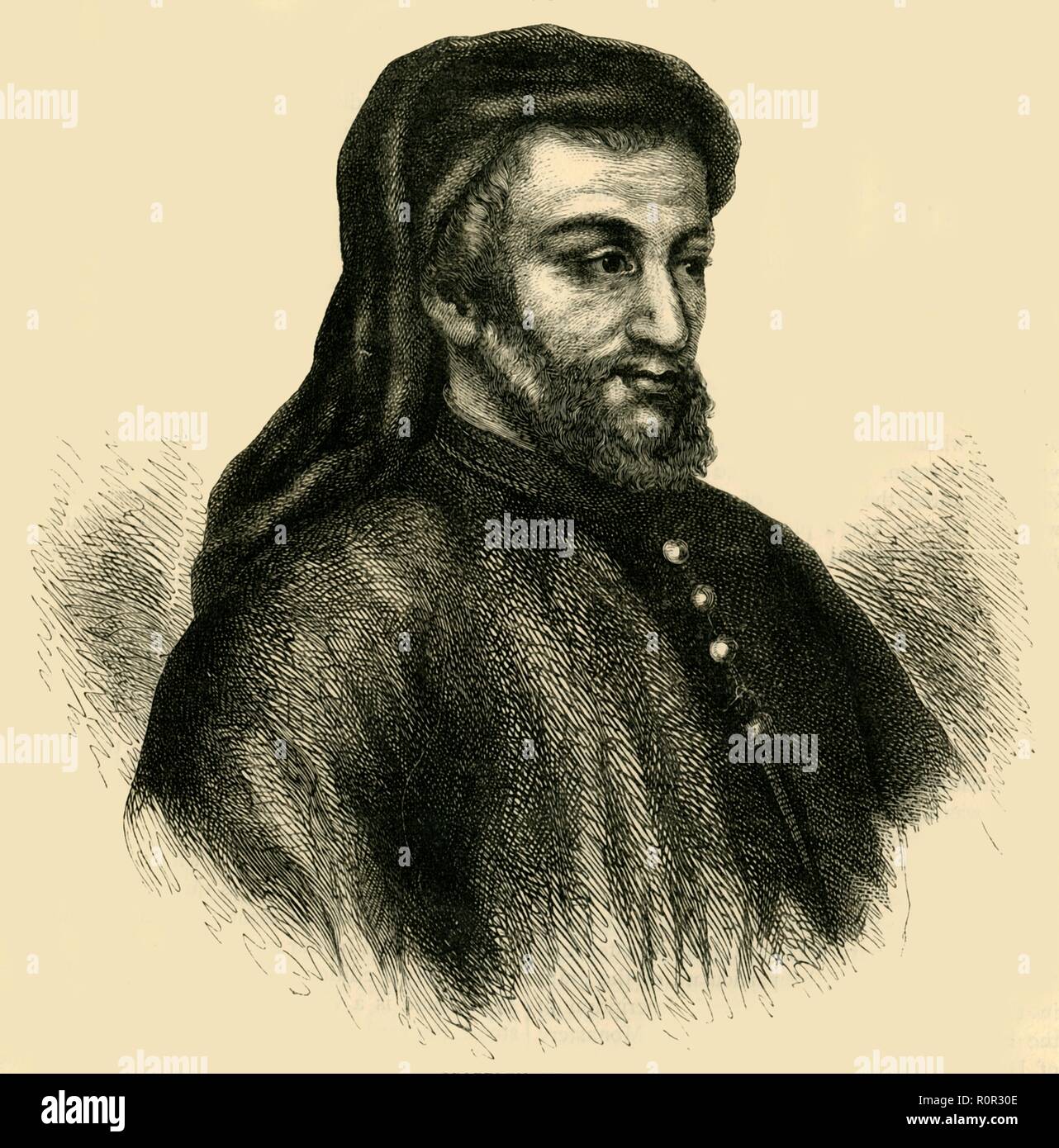 "Geoffrey Chaucer', (c1878). Creatore: sconosciuto. Foto Stock