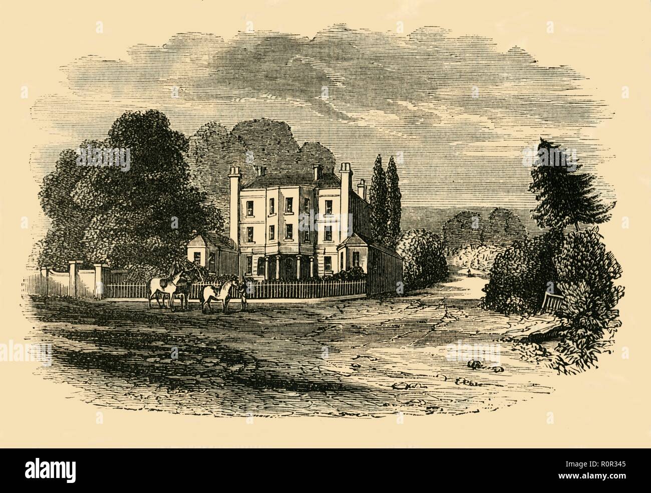 'Dr. Glennie's Academy, Dulwich Grove, nel 1820', (c1878). Creatore: sconosciuto. Foto Stock