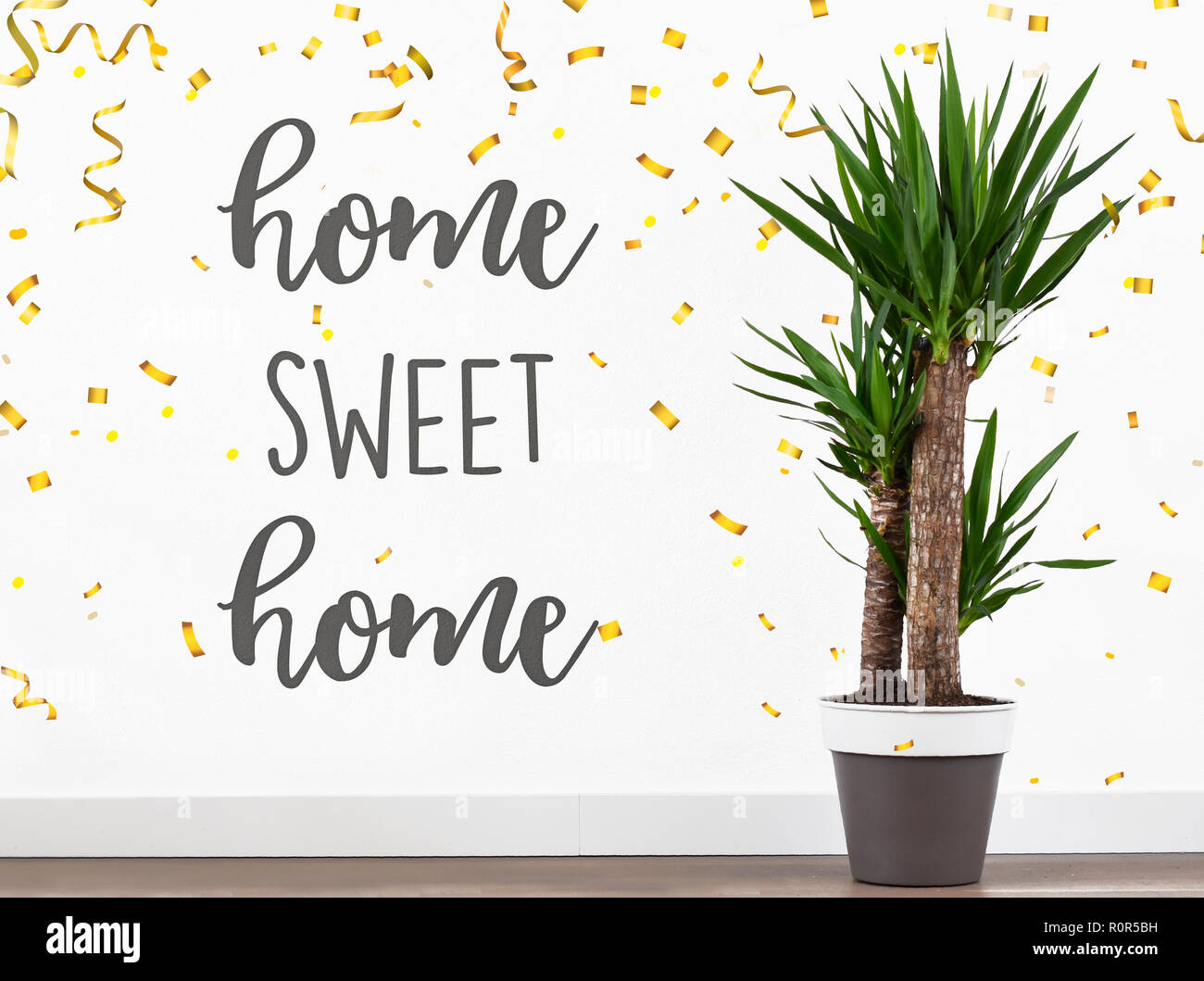 Citazione di testo home sweet home nella nuova casa benvenuto indietro Foto Stock