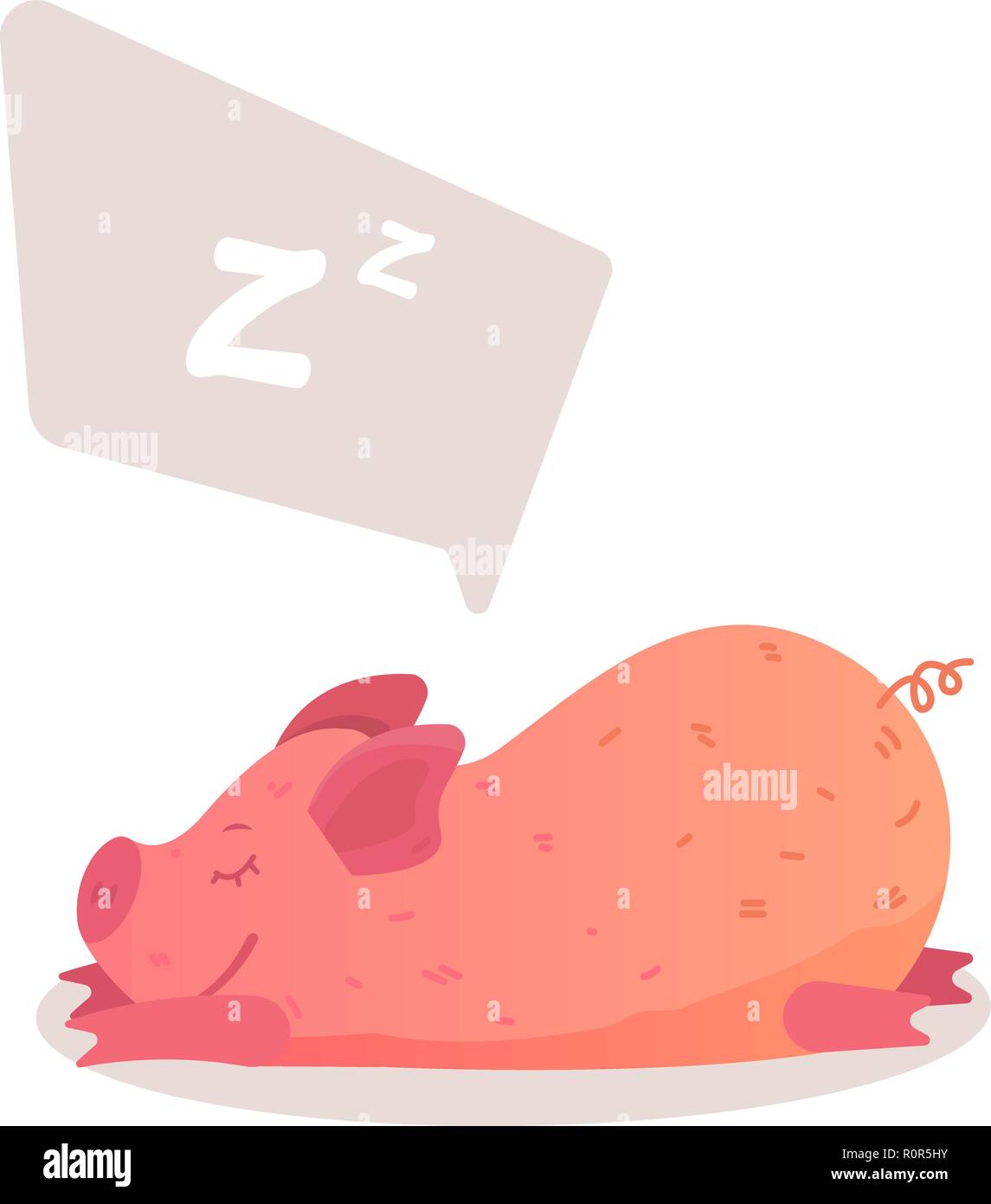 Maiale posti letto sullo stomaco sticker emoticon per sito, infographics, video, animazione, siti web, e-mail, newsletter, relazioni, fumetti Illustrazione Vettoriale