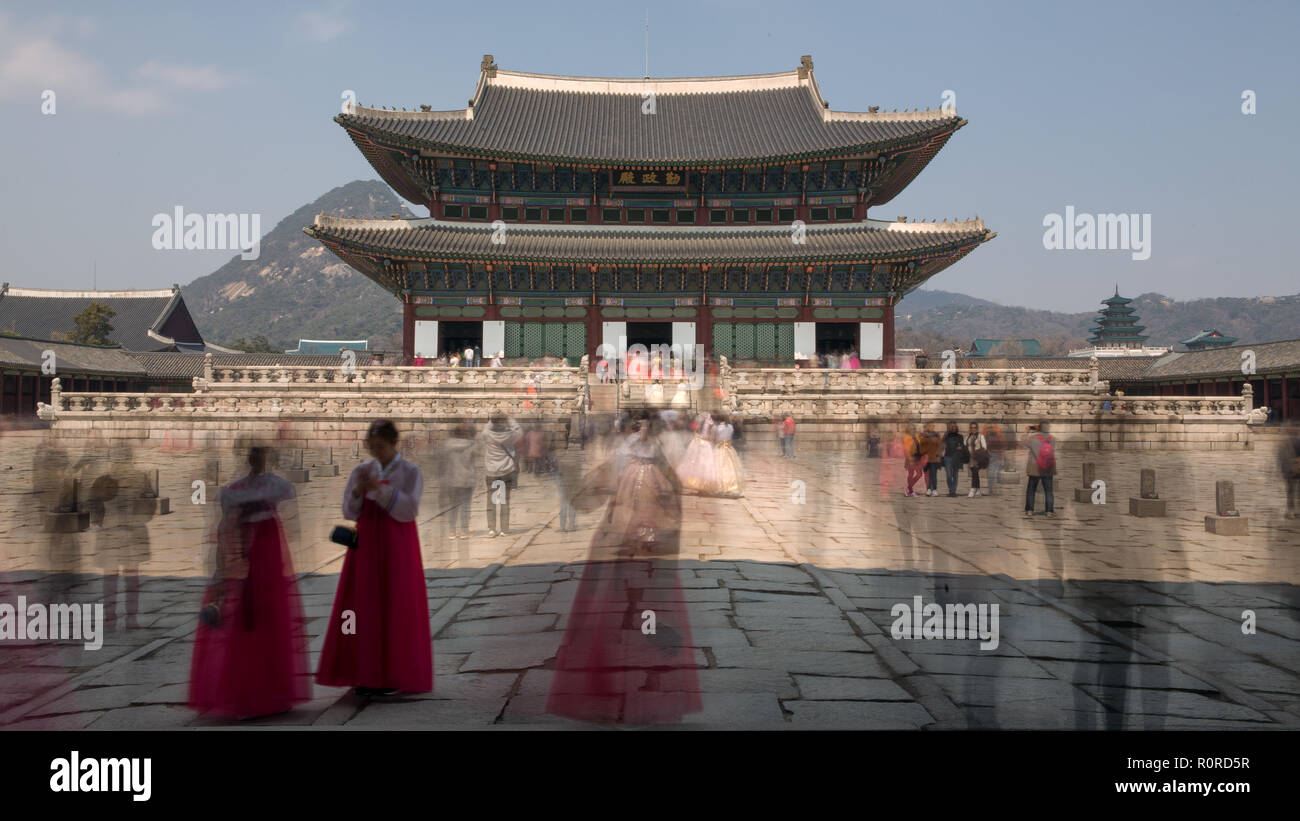 Tempio principale del palazzo Gyeongbokgung a Seul in Corea del Sud Foto Stock